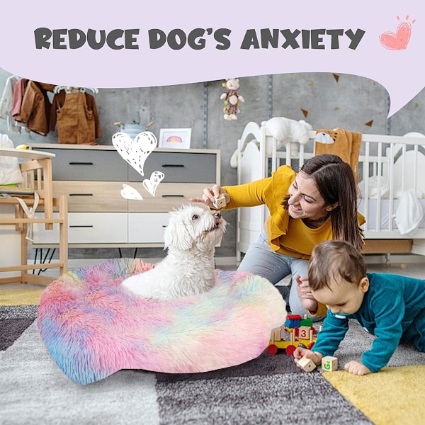 Plush Dyrebed, Donut Hundebed til Små Hunde, Rundt Hundebed, Blødt Fuzzy Rolig Bed til Hunde & Katte, Behagelig Kattebed, Ydre Diameter 40cm