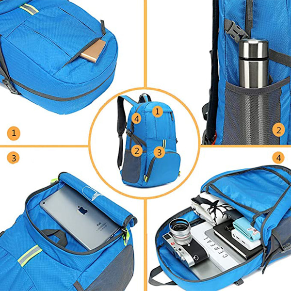1 st Vandringsryggsäck 30L Lätt Ryggsäck Vattentät Packbar Ryggsäck Resedagryggsäck för Kvinnor Män