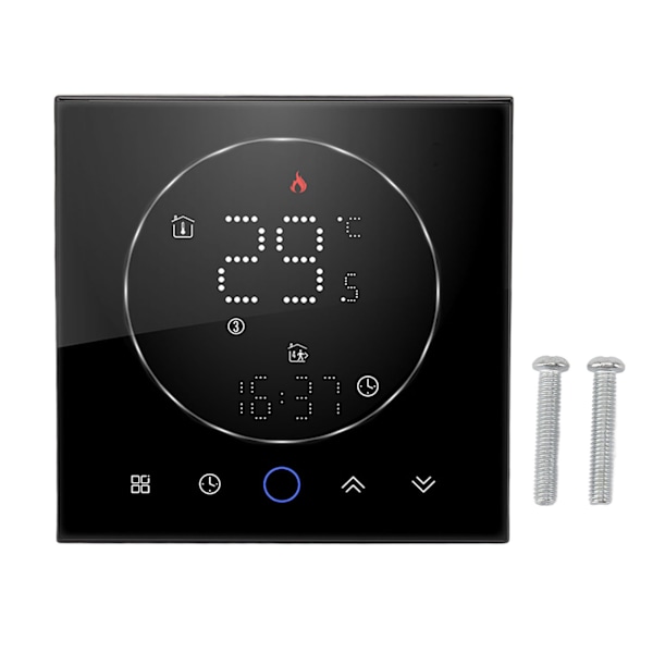 Smart Termostat LED Skærm Vandvarme Kontrol 13mm Forsænket Trådløs Programmerbar Termostat til Hjem Værelse Kontor AC95‑240V Sort