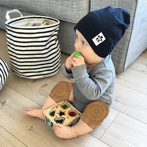 2 Par Babykryp-Knäskydd och Anti-Halk Bebisstrumpor Set Unisex
