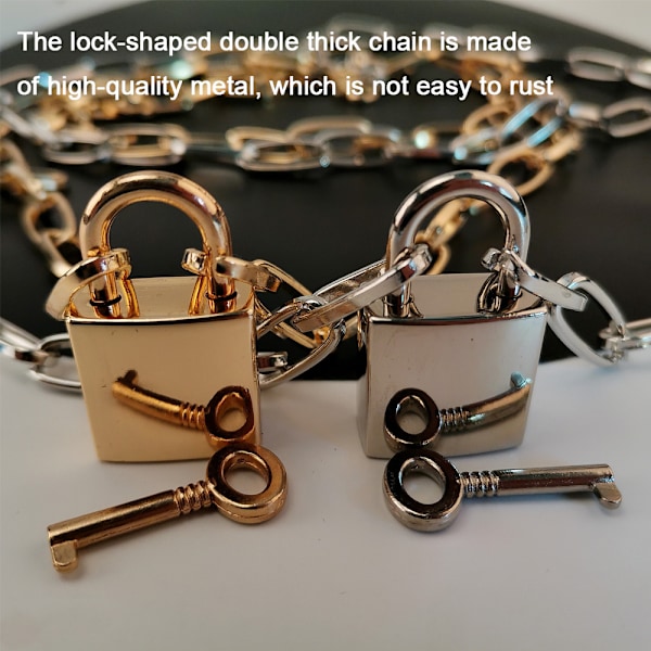 Hänglås Halsband Låskedja för Män Kvinnor Personlighet punk hip hop mode lås dubbel tjock kedja tröja kedja