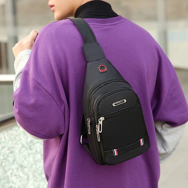 Herrar En-axlad Messenger Bag Casual Enkel Diagonal Väska Bröst Diagonal Ryggsäck