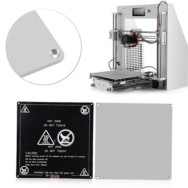 12V 220x220mm Aluminiumplatta Värmebädd för 3D-skrivare