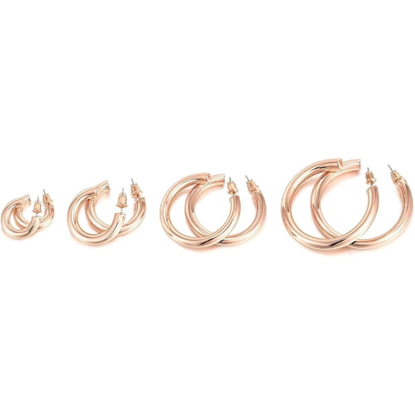 14K Guldfarvede Letvægts Chunky Åbne Hoops | Guldhørringe til Kvinder