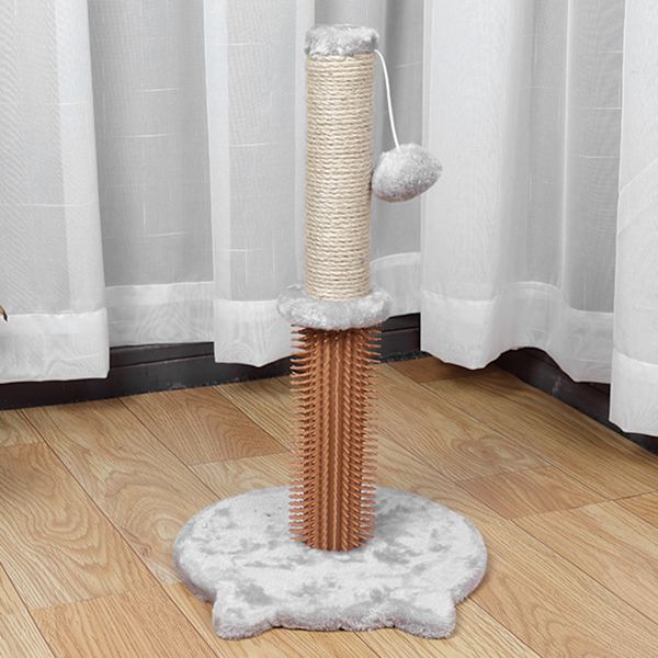 Kattklöspost Vikbar Sisal Multifunktionell Hög Kattklösare med Plyschbas för Innekatter och Kattungar Ljusgrå