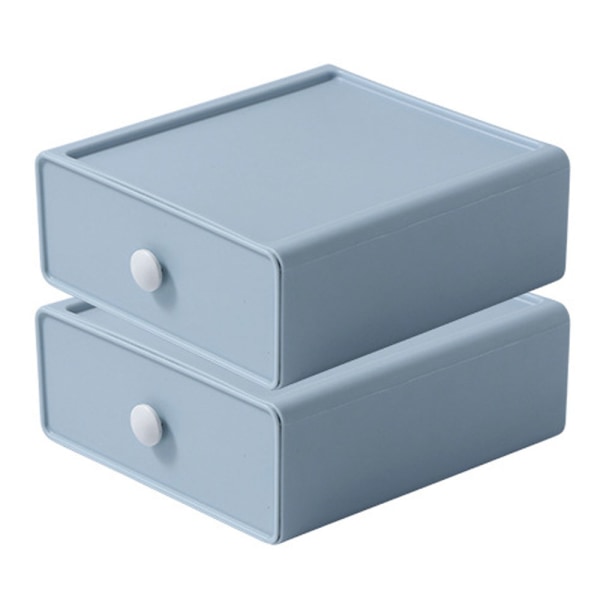 2-pack stapelbar organizer med låda för skrivbordsförvaring