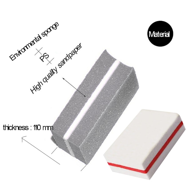 Nagelbuffert Sandpapperblock Poleringsfil 100/180 Korn Nagelfiler Konst Pedikyr Manikyr Fil 2-sidig