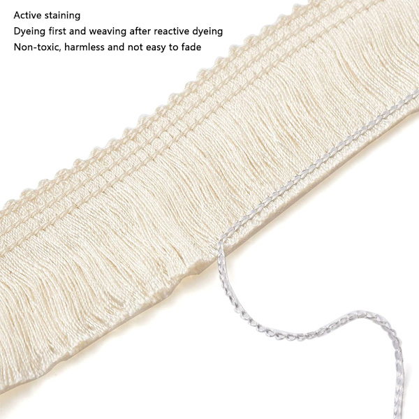 Polyester Frynsekvast Blondekant Frynsekant Fiberkant til Syning Quilting Tøjtilbehør Lampeskærm Gardiner Boligdekoration Beige