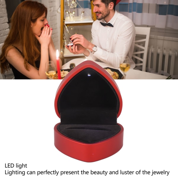 Hjärtformad presentförpackning med LED-ljus, mjuk sammetssmycken