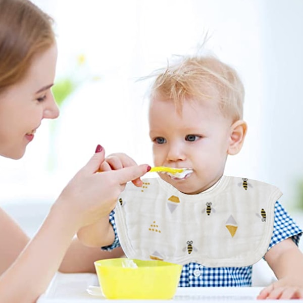 Åtta-lagers babysalivhaklapp 360 graders babyblombladsskydd