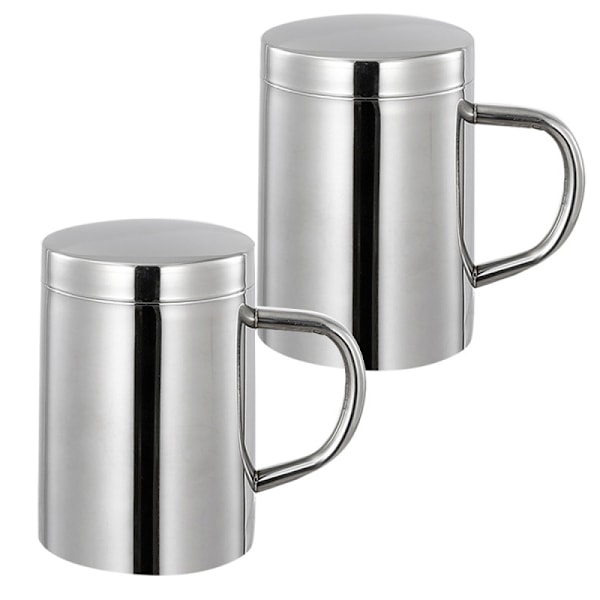 Kaffekopp i rostfritt stål med lock och handtag, 14 oz, 100 % BPA-fri, dubbeldäcks campingturs kaffekopp är fast och spricksäker, kaffe/te är