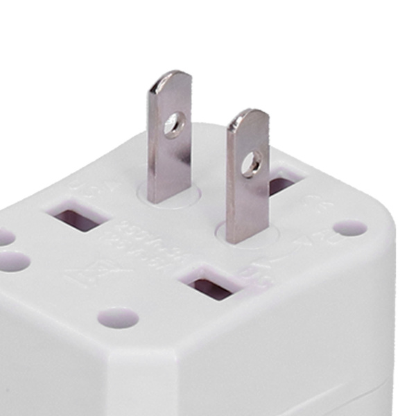 Rejseadapter Universal Strømkonverter Stik med 2 USB-porte til UK EU US JP AU CN 100~240V Hvid
