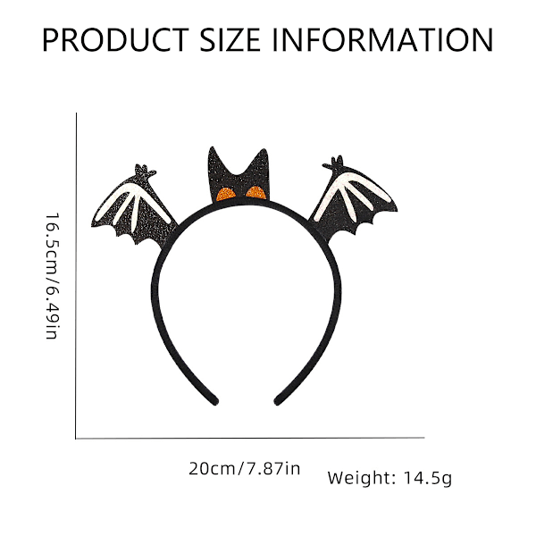 3 kpl Halloween-lepakorvakorut Musta Lepakko Hiusholkki Sekvenssit Pääpanta Halloween Cosplay-juhliin Puvustukseen