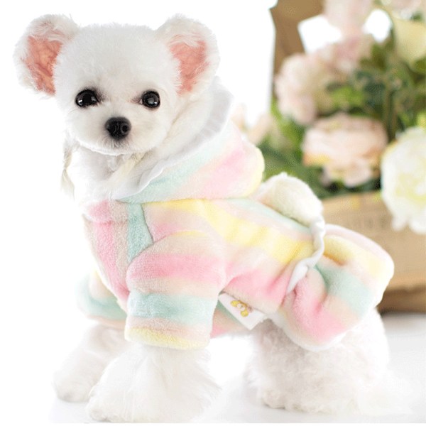 Regnbågsfärgade husdjurskläder för hundpyjamas, kattjumpsuit, mjuk sammetshundjumpsuit, onesies, fleecekläder för katt