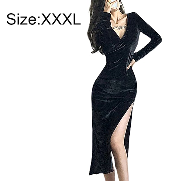 Sexy Bodycon Kjole med Ærmer, V-udskæring og Wrap-design til Klubben