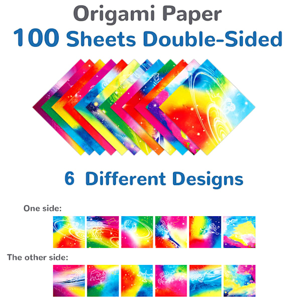 Stjärnhimmel Origami Papper 100 Ark 6 Tum Kvadrat Olika Färger på Båda Sidor Hantverk Origami Papper Konst