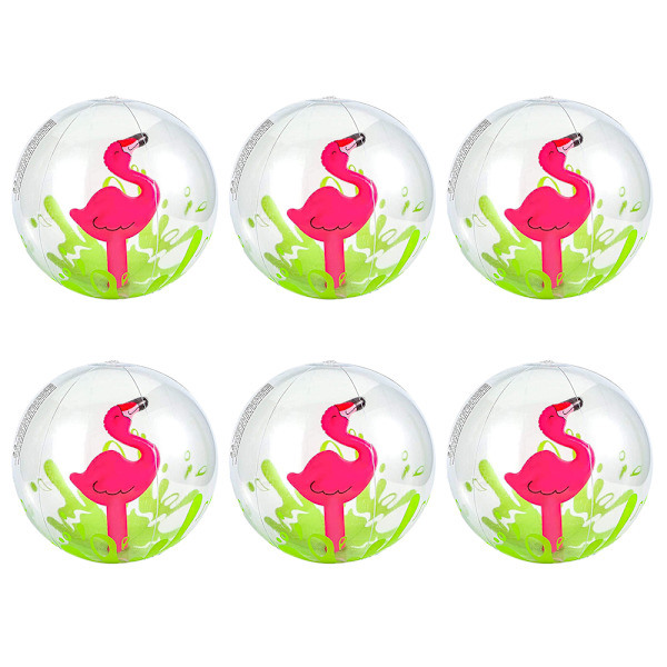6 stycken 3D strandbollarUppblåsbara strandbollar Krabba Flamingo Enhörning Tema Strandbollar Pool Leksak Bollar för utomhus sommar strand pool födelsedagsfest