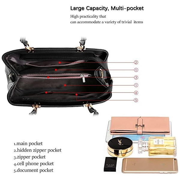 Håndveske for kvinner, Tote-veske, Skulderveske, Lær, Crossbody-veske