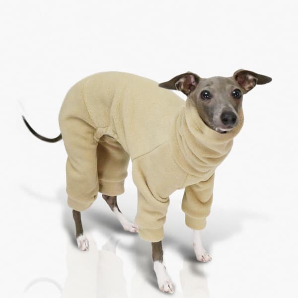 Collar Overall, Thickened Four-Legged High-Neck Suit, Khaki Warm Pet Clothes (Khaki M)