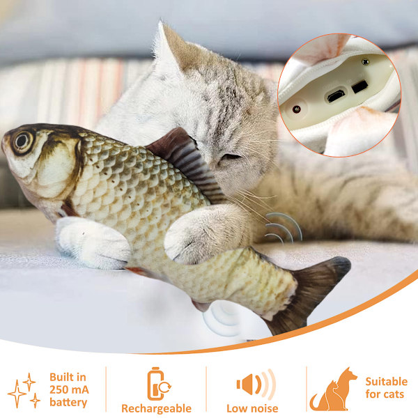 Katt leksaker Flopping fisk med SilverVine och Catnip, Flyttande katt kicker, Floppy Wiggle fisk för små hundar