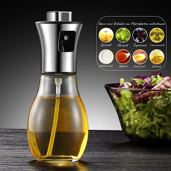 ?lsprøjte til madolie Sprøjteflaske, glas rustfrit stål oliespray 200 ml