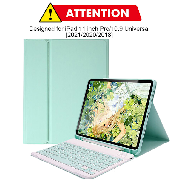 Tangentbordsfodral Trådlöst tangentbordsskydd med pennhållare Tangentbordsfodral för ipad 11-tums Pro/10,9 Universal [2021/2020/2018]