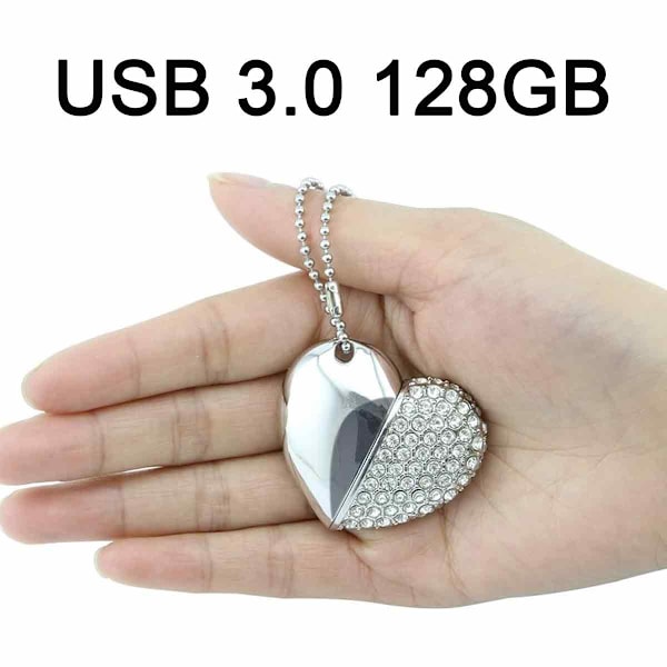 Luovasti sydämen muotoinen USB-muistitikku 128 Gt
