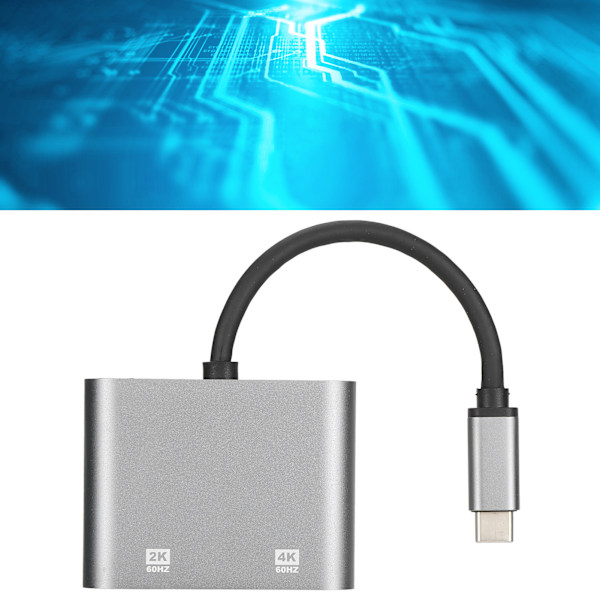 2-i-1 Type-C till HD Multimedia Interface VGA-adapter 4K och 60Hz USB-dockningsstation