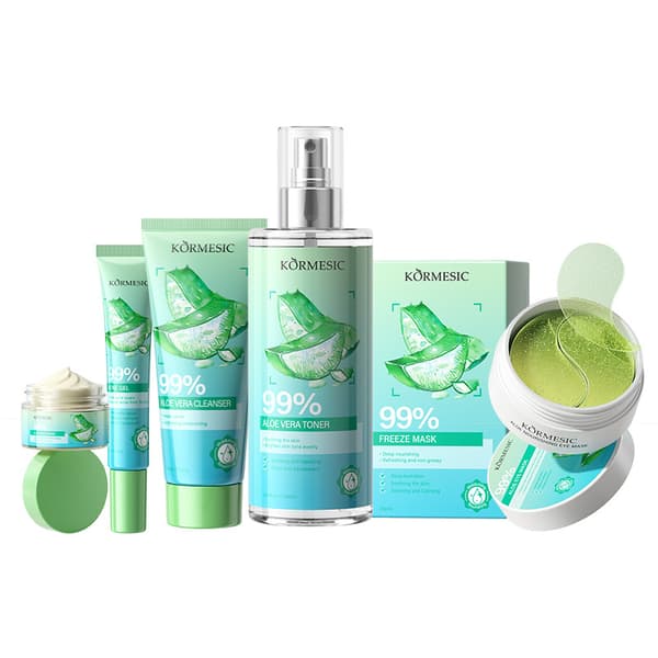 Aloe Vera Ansiktskräm och Ögonmask Set för Lugnande Hud Eye Mask (80g)