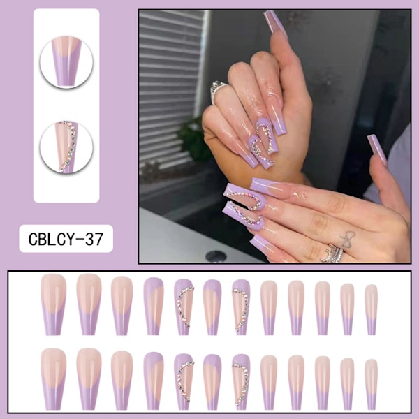 Avtagbare neglplaster Ballet neglplaster Bærbare neglplaster Falske neglplaster (24 stk)