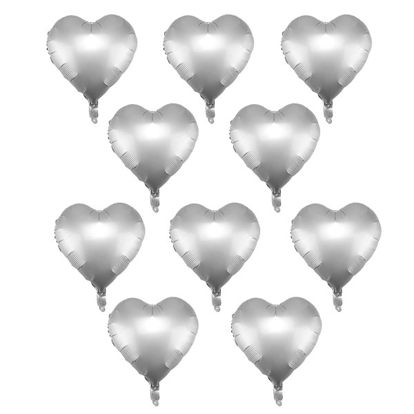 10 stk. 18\" Multifarvede Hjerteformede Latexballoner Bryllupsfest Dekoration Ballon (Sølv)