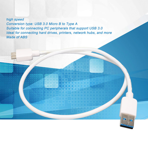 USB3.0 Micro B till Typ A Datakabel Hög Hastighet USB3.0 Micro B Mobil Hårddisk Datakabel för Note3 S5 Mobiltelefon
