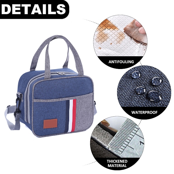 Aluminiumfolie frokosttaske Vandafvisende Ispose Bærbar fortykket stribet bento taske