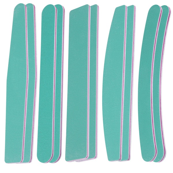 Nagelfil 100/180, 10 st Nagelfilar för Naturliga Naglar i 5 Former, Nagelfil för Akrylnaglar, Manikyr & Pedikyr Set