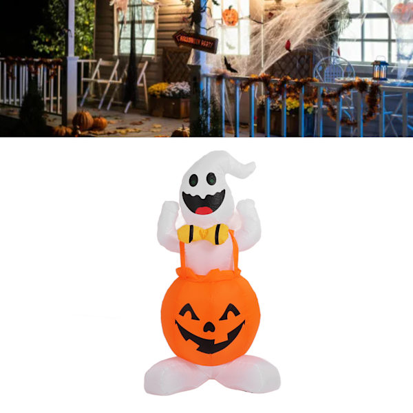 Halloween Græskar Spøgelse Oppustelig Dekoration Sjov Simulering Innovativ Halloween Party Dekoration med LED Lys 100‑240V 4.1ft EU Stik