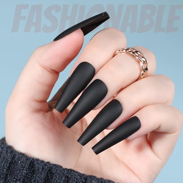 24-pack 576 matta nagelpressar, medium längd, medium kista falska naglar full set, akryl korta balett falska nagelspetsar, nagelkonst DIY