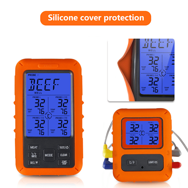 TS TP40 Trådløst Mattermometer Elektronisk Digitalt Display Temperaturmåler for Kjøkken BBQ (TS TP40 B (Ikke Vanntett Sonden))