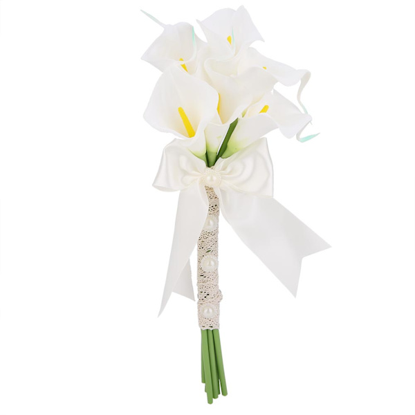 Høj Simulation Calla Lily Brudebuket Bryllup Kunstige Blomster Fest Hjem Dekoration (Hvid)