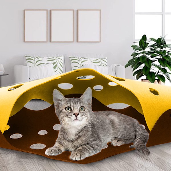 Hopfällbar kattunnelbädd husdjurstunnel leksak interaktiv sport filtmaterial