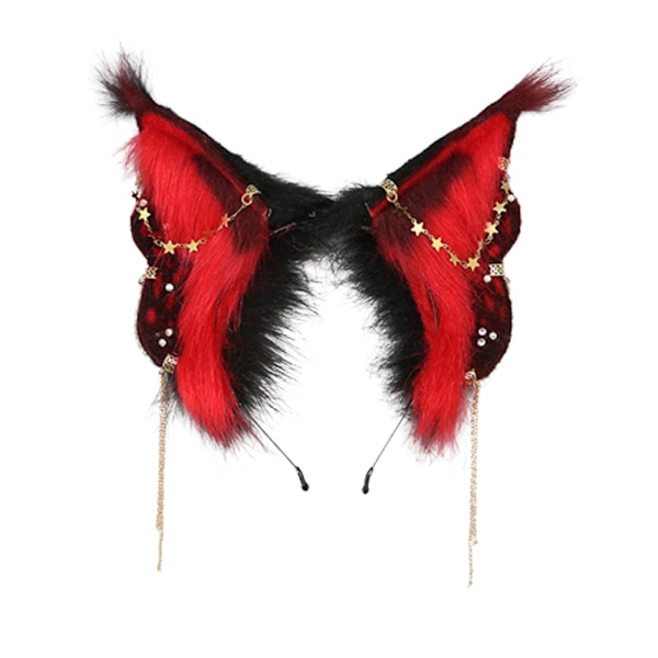 Fox Cat Butterfly Lange Pelsører Hår Hodeplagg Ulv Dyr Anime Halloween Party Kostyme