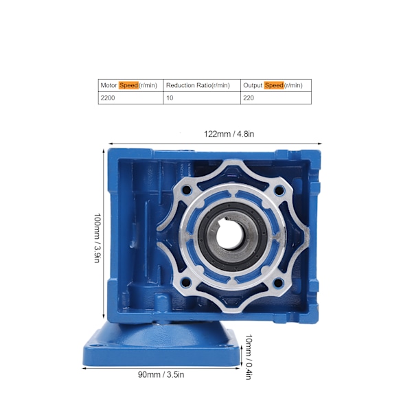 DC24V 5.5A 2200 o/min Snekkegearreduktionsmotor 90W Høj effekt 10 o/min Reductionsforhold 220 o/min Udgangshastighed