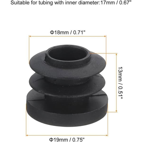 Møbelfodbeskyttere - 36 dele - Sort PE-plast - 19 mm skridsikker - Til stole