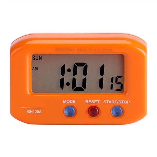 Kannettava LCD-näyttöinen digitaalinen herätyskello torkkutoiminnolla ja taustavalaistuksella pöydälle, työpöydälle ja autoon (oranssi)