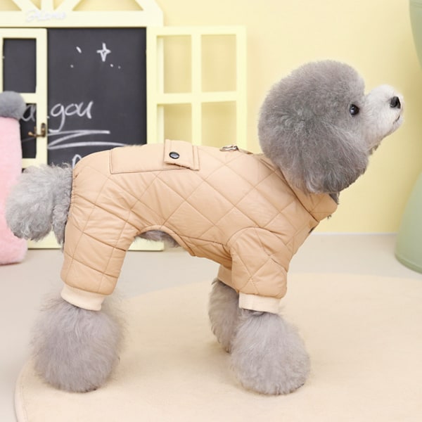 Hundjacka för vintern, varm helkropps hundsnödräkt, hundkappor för kallt väder, vindtät hundkläder utomhus (brun)