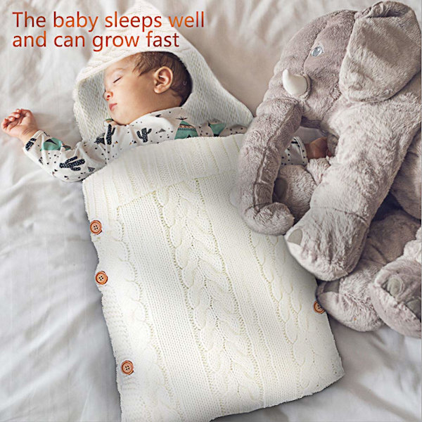 Nyfödd Baby Stickad Swaddle Swaddlefilt Sovsäck för 0-12 Månader Baby