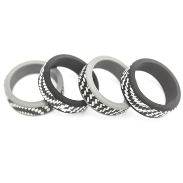 Kolfiber Silikon Vigselringar Herr, Andningsbara Silikonringar för Män, Kant Gummi Vigsel Förlovningsband Komfort för Träning, 8mm Bredd-2.5mm