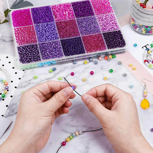 Krystal Glasperler til Smykkefremstilling Facetteret Form Assorterede Farver med Opbevaringsboks, til DIY Kunst og Håndværk