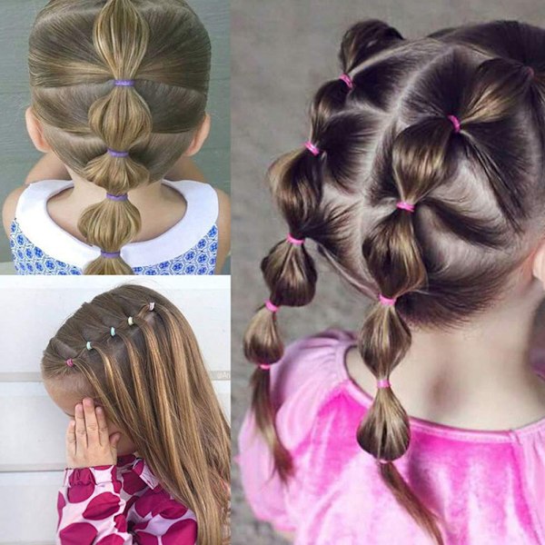 100-pack 10 stilar Scrunchies Multifärgade Hår Elastiska Band Hår Rep Små Ponytail Hållare för Barn, Spädbarn, Flickor & Kvinnor