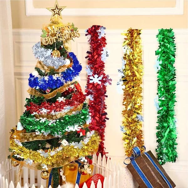 10-pack Christmas Tree Garland - Shiny Christmas Decoration Silver