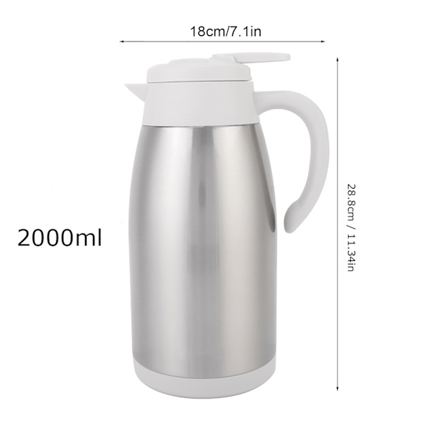 2000ml Termiskt Isolerad Vakuumkanna i Rostfritt Stål för Kaffe och Mjölk (#1)